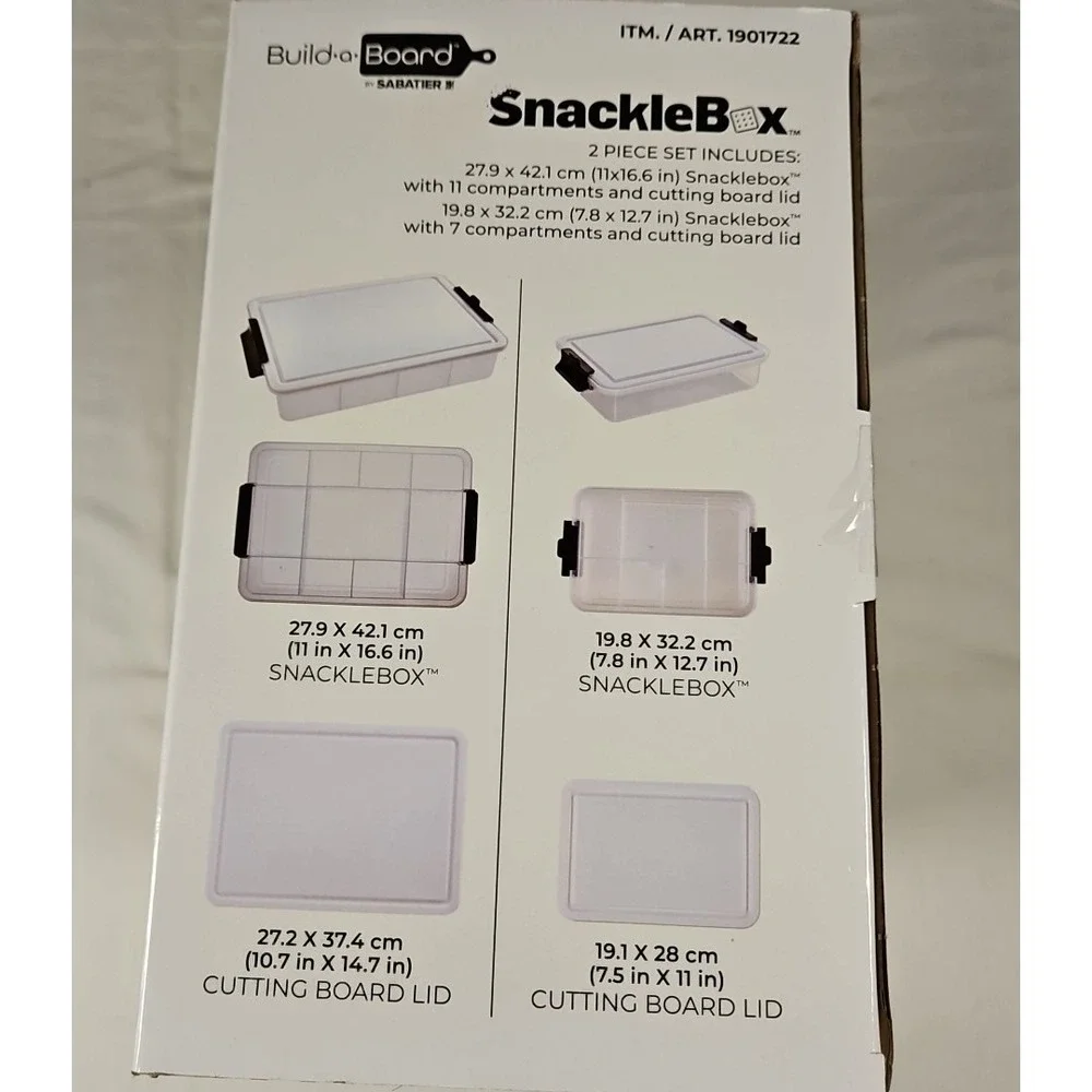 Sabatier Snacklebox Set with Cutting Board Lids 2-piece ( 1-Large & 1-Small) Set